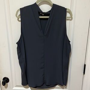 Pleione Pleated Blouse Gun Metal cap sleeve top XL